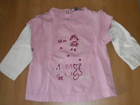 Tee-shirt rose et blanc (REF 22V12)